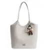 Bolsa de Mano Tejida de Gran Capacidad Estilo Coreano para Mujer Bolso de Hombro para Madre Nuevo Color Puro Moda Casual Cuero PU Suave Bolso Grande