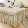Novo 2024 Saia de Cama de Flanela Escovada 100% Algodão Peça Única Algodão Puro Espessado Capa de Cama 1.8m Fronha Conjunto de Três Peças Estilo Princesa