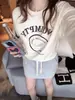 Sudadera Retro Americana con Estampado de Letras para Mujer Nuevo Estilo Otoño 2026 Estilo Perezoso Suelta de Terciopelo Manga Larga Superior para Mujer
