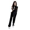 Conjunto de dos piezas informal grueso con forro polar para mujer, moda de invierno 2022, pantalones deportivos de cintura alta y pierna ancha, moda para mujer
