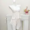 Pijama de Tecido Woven com Efeito Bolha e Amassado para Primavera e Verão, Estilo Novo, Caimento Solto, Emagrecimento, Doce, Fino, Respirável, Conjunto de Pijama de Duas Peças