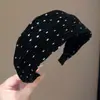 Diadema de estilo coreano con lunares plisados y ala ancha para mujer, pinza para el pelo versátil vintage, accesorio para el pelo de tela