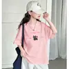 Camiseta de manga corta con estampado de dibujos animados para niños, nuevo modelo 2026 para niñas, camiseta básica de verano dopamina para niños con cuello redondo y media manga