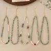 Cadena para Clavícula de Perlas de Agua Dulce Naturales y Grava Verde Fresca de Verano, Collar de Nicho Elegante y Moderno para Mujer