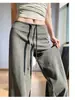 Pantalones deportivos de mujer estilo coreano con forro polar para otoño e invierno 2026, adelgazantes y favorecedores con un diseño versátil, de pierna recta estrecha, drapeado, casual y de pierna ancha