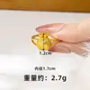 Anillo Mariposa Flor Estilo Étnico de Moda, Elegante Oro de Arena Vietnamita Incrustado con Corona de Circonita Anillo Hueco para Dedo Índice Suministro de Joyería