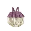 Mono de muselina de verano sin mangas para bebé, mameluco de tirantes, mameluco con estampado de tulipanes para bebé niña, mameluco recto