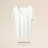 [Set de Caja de Regalo] Camiseta Fresca de Color Sólido Elegante, Cuello en U, Simple, para Primavera y Verano, Moda Casual Versátil, Acetato, Manga Corta