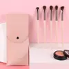 Conjunto de Pincéis para Olhos Leishang com 5 Peças Cabelo de Pônei Cabelo Animal Conjunto de Pincéis para Sombra Animal Personalizado Pincel de Maquiagem com Cabelo Animal