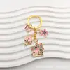 Chaveiro Casa de Cogumelo Borboleta Colorida Estilo Japonês Pequeno Fresco Liga de Alumínio com Gotejamento de Óleo Pingente para Mochila Par de Ornamento Requintado