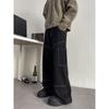 Clean Fit Jeans Scimitar Preto Masculino Versão Estendida Calças Altas Estilo Americano Lenhador Bootcut