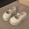 Chinelo Birkenstock Retrô Popular da Moda Baotou Pequeno com Sola Grossa para Aumentar a Altura para Mulheres Usarem ao Ar Livre Meio Chinelo 2025 Novo Estilo de Primavera