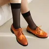 Zapatos de Mujer con Cordones Estilo Británico Talla Grande para Primavera y Otoño, Punta Redonda, Tacón Grueso, Bloque de Color, Boca Profunda, Zapatos de Temporada Única para Mujer