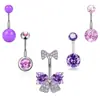 5 Peças Europeu e Americano Mais Vendido Argola para Umbigo com Laço Incrustado de Zircônia Conjunto de Argolas Redondas para Umbigo Joias para Piercing em estoque atacado