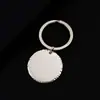 Gravação a laser impressão UV cor colorida material em branco chaveiro de metal transfronteiriço aço inoxidável chaveiro redondo com furo interno rebaixado