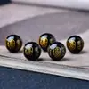 (Texto del Sutra del Mantra de la Luz Dorada) Ágata Roja y Negra Sellado en Oro Grabado Redondo Cuentas Sueltas Pulsera DIY Cuentas Bodhi