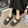 Vestido Estilo Francês Sapatos Baixos Planos Femininos 2025 Nova Primavera Laço Mary Jane Sapatos de Estilo Delicado