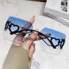Óculos de Sol Sem Aro Cortados na Borda para Rostos Grandes, Novos Óculos de Sol Personalizados de Coração de Pêssego, Óculos de Sol Anti-UV para Uso Externo e Dirigir