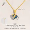 Colar de Abóbora Esmaltado Azul e Banhado a Ouro Estilo Pu Zuo Zhou Série Cidade Proibida, Corrente para Clavícula Sete Cores da Sorte Estilo Chinês Novo