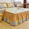 Falda de Cama de Algodón Puro Pieza Única Sábana 100% Algodón con Volante Falda de Cama Juego de Tres Piezas Cubrecama para Todas las Estaciones 1.5m 1.8