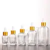 Botella Cuadrada de Vidrio Transparente para Aceite Esencial 100ml Gotero con Punta de Plástico Botella para Loción Material de Empaque Cosmético Exportación Transfronteriza Exportación