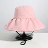 Chapéu Feminino Verão Grande Abas Borracha Preta Proteção Solar Sun Hat Estilo Japonês Proteção UV Face Cobrindo Chapéu de Pescador Chapéu de Bacia Dobrável