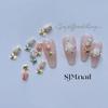Nova Arte de Unhas Flor Tulipa Joia Gota de Óleo Perolada Cor Dourado Verdadeiro Rosa Conserva de Cor Eletrodepositado Unha DIY Decoração Acessórios