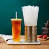 1000 Canudos Descartáveis para Bubble Tea, Canudos Grossos, Embalados Individualmente, Canudos Grandes de Plástico Transparente Coloridos Atacado