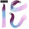 Pelucas Trenzadas de Colores Estilo Europeo y Americano, Coletas de Color Degradado, Trenzas de Espiga de Celebridades de Internet, Trenzas de Boxeadora de Tres Hebras para Discoteca