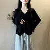 Cardigã de tricô feminino plus size para outono, com decote V, macio e que afina a silhueta, em design estiloso