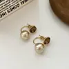 Pendientes de Perla Cuadrados de Cristal de Champagne de Doble Uso, Pendientes Femeninos, Ligeros, de Lujo y Exquisitos, Pendientes Versátiles Únicos para el Uso Diario