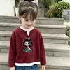 Camiseta Elegante de Manga Longa para Meninas, Novo Estilo Primavera/Outono, para Crianças Médias e Maiores, Malha Waffle Falsa Duas Peças Casual Versátil Gola Redonda Camada Base