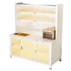 Gabinete de almacenamiento para cocina, aparador de acero con panel de roca, mesa multifuncional para alimentar bebés, gabinete de almacenamiento para microondas, armario de almacenamiento