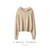 Sudadera de Cachemira para Mujer 100% Cachemira Pura Suéter Cardigan Tejido para Mujer Otoño e Invierno Holgado Combinable Color Sólido Ropa Exterior