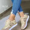 2023 Nuevos Zapatos de Tenis para Mujer de Talla Grande, Estilo Europeo y Americano, Comercio Exterior, Combinación de Colores, Casual, Lentejuelas Doradas, Encaje Hueco, Cordones
