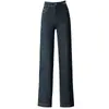 1089 Jeans de Pierna Ancha de Invierno con Forro Polar para Mujeres de Mediana Edad, Pantalones Versátiles Sueltos Gruesos de Algodón, Elegantes y Adelgazantes