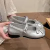 Sapatos Mary Jane de Couro Estilo Francês Planos com Laço, 2026, Sapatilhas, Novos Sapatos Femininos com Fivela para Primavera e Outono