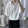 Manga curta masculina moda marca moda camisa verão workwear camisa casual estilo americano jaqueta retro