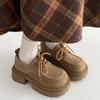 Sapatos Casuais Versáteis Plataforma Salto Grosso Retro Burkham Femininos 2025 Nova Coleção Primavera e Outono Sapatos Britânicos Lefu
