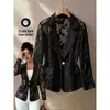 Blazer de encaje transparente para mujer, traje jacquard de malla con solapa, corte entallado, moda europea y americana para mujer, transfronterizo