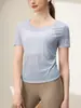 Fio de bambu roupa de yoga top esportivo manga curta feminino Pequeno Cintura Voadora camiseta esportiva slim fit modeladora Pilates fitness verão