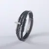 Pulseira Cruzada Ajustável de Aço Inoxidável Popular Transfronteiriça Europeia e Americana Pulseira Masculina Retrô Feita à Mão com Contas e Nós Personalizada