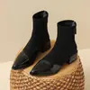 Moda Tendência Versátil Outono/Inverno Bico Fino Deslumbrantes Botinhas Curtas Femininas 2026 Primavera/Outono Novo Estilo Coreano Temperamento Botinhas de Cano Curto