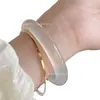 Pulsera de Calcedonia Blanca Luna Pura Natural, Pulsera de Ágata Blanca Hielo Jade, Pulsera Blanca Hielo de Círculo Completo Cascabel, Venta al por Mayor Directamente del Fabricante