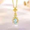 Popular Collar de Gota de Agua con Circonita Brillante Color Oro Arena de Xiaohongshu para Mujeres con Temperamento Suave y Cadena para Clavícula al por Mayor