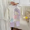 Oferta Especial em Atacado Coleção Outono Boer Verde Estampa de Desenho Fofo Lycra Algodão Amigo da Pele Conjunto de Roupa de Casa Long Johns e Blusa de Outono para Crianças