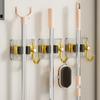 Soporte para trapeador sin perforaciones, montado en la pared, clip para escoba y trapeador de baño, gancho para trapeador, estante de almacenamiento, almacenamiento multiescenario
