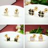 Aço Titânio Colagem Gotejamento Coração Trevo de Quatro Folhas Pino de Rosca Sem Plug de Ouvido Brincos Estilo Japonês e Coreano Elegante Estilo Mori Luxo Leve Brincos Femininos