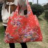Bolsa de Compras Ecológica Dobrável de Poliéster Europeia e Americana Mais Vendida Bolsa de Mão Portátil Bolsa de Armazenamento Extra Grande Ombro Único Bolsa de Compras de Supermercado