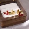 Brincos de Coração Dupla Face Banhados a Ouro Real com Microincrustação, Pequenos, Delicados, Simples e Versáteis, Doces, Modernos e de Luxo Leve